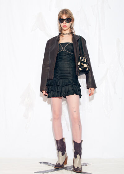 Vintage Y2K Leather Racing Jacket in Brown