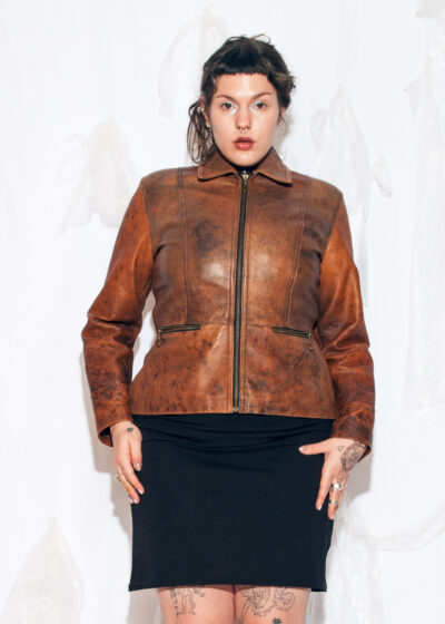 Vintage 90s Leather Jacket in Brown