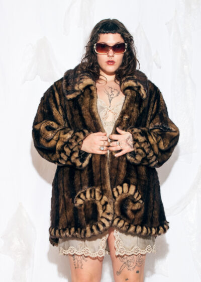 Vintage 80s Faux Fur Winter Coat in Brown