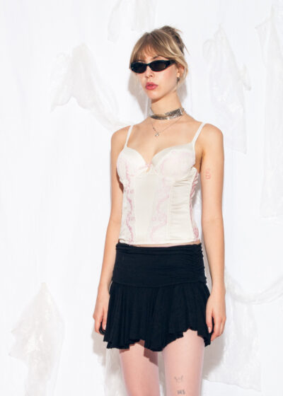 Vintage Y2K Satin Corset Top in White