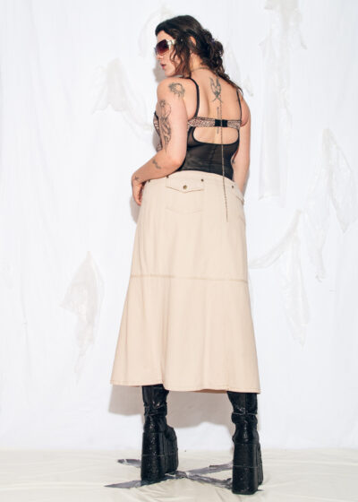 Vintage Y2K Cotton Maxi Skirt in Beige