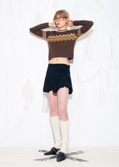 Vintage Y2K Preppy Wool Blend College Jumper in Brown