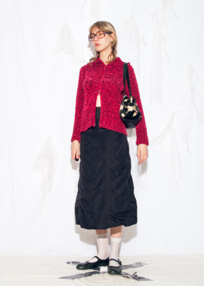 Vintage Y2K Parachute Maxi Skirt in Black