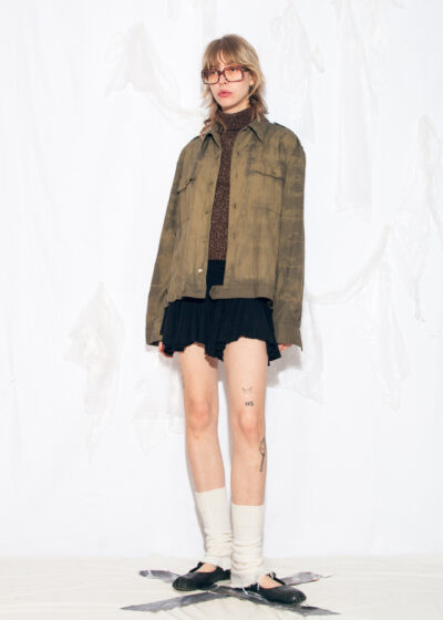 Reworked Vintage 80s Military Jacket in Khaki