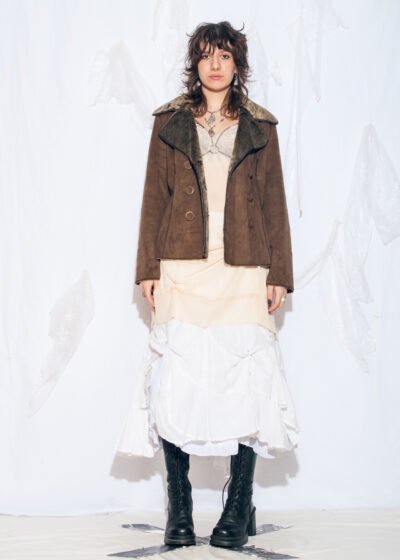 Vintage Y2K Faux Shearling Winter Jacket in Brown