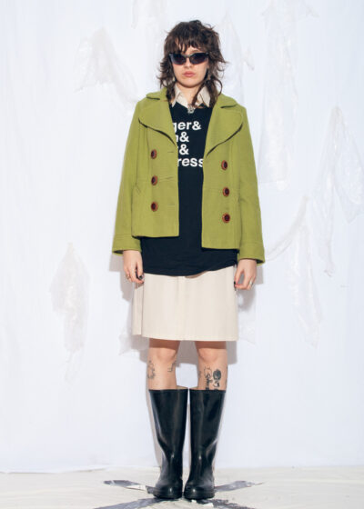 Vintage Y2K Wool Blend Winter Coat in Green