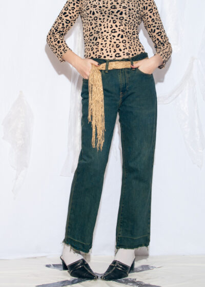 Reworked Vintage 90s Levi's Flare Jeans in Mud Wash Green