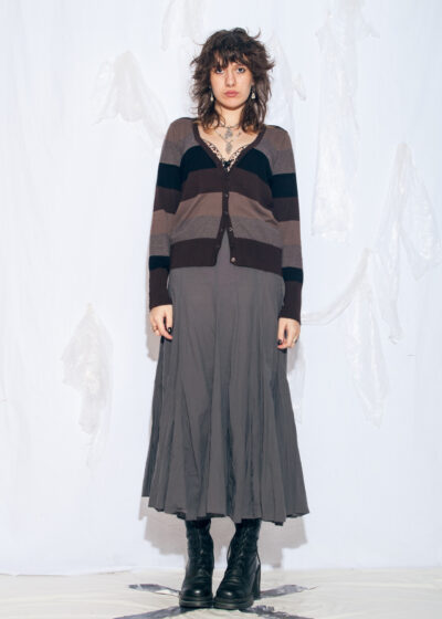 Vintage Y2K Preppy Goth Knit Cardigan in Brown