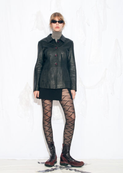 Vintage Y2K Leather Coat in Black