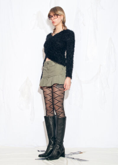 Vintage Y2K Soft Furry Knit Jumper in Black
