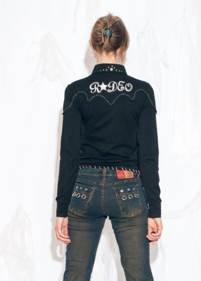Vintage Y2K Rodeo Studded Top in Black