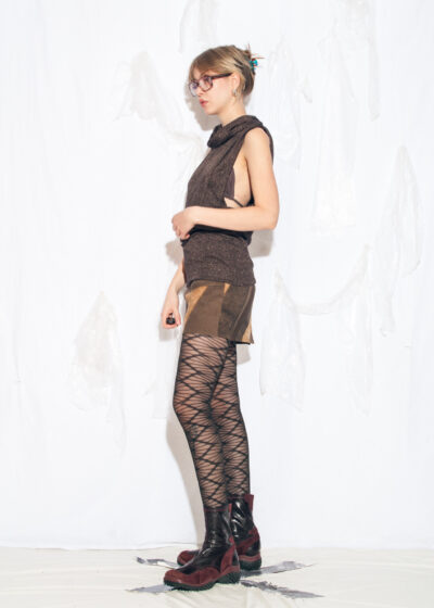 Vintage Y2K Knitted Glitter Vest Top in Bronze