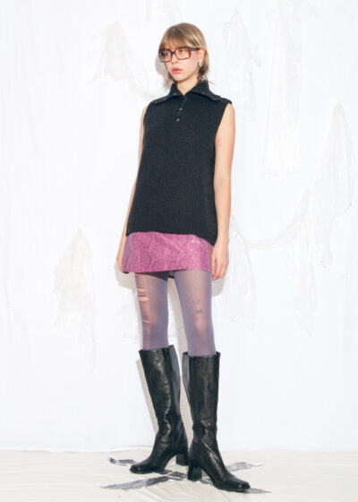 Vintage Y2K Oversized Knitted Vest in Grey