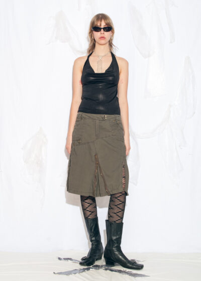 Vintage Y2K Grunge Skirt in Khaki Cotton