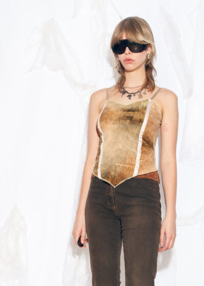 Vintage Y2K Corset Top in Beige