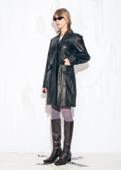 Vintage Y2K Fabiani Leather Coat in Black