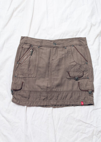 Vintage Y2K Cargo Low Rise Skirt in Brown