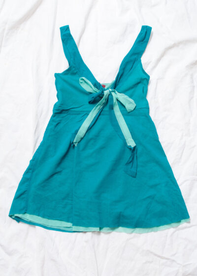 Vintage Y2K Mesh Top in Blue with Bow