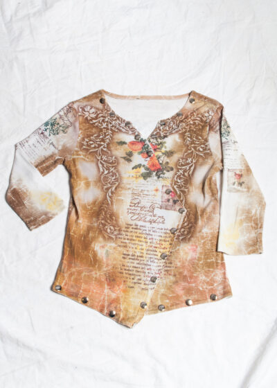 Vintage Y2K Baroque Cotton Top in Brown