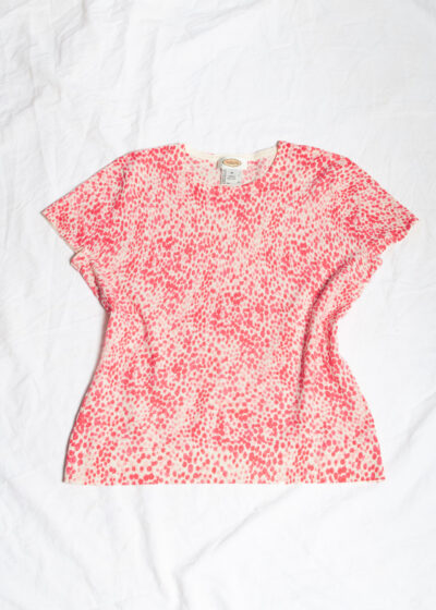 Vintage 90s Knitted Baby Tee in Pink Leopard