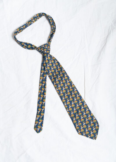 Vintage 90s Lancel Paris Silk Tie in Blue