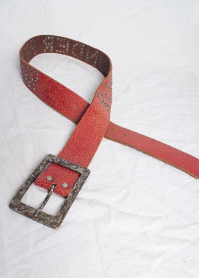 Vintage Y2K Studded Leather Belt in Brown