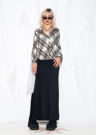 Vintage 90s Velvet Shirt in Silver