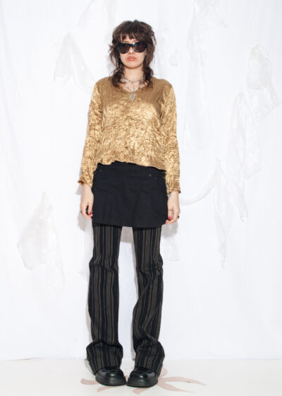 Vintage 90s Creased Blouse in Gold