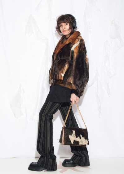 Vintage 70s Real Fur Bomber Jacket in Brown