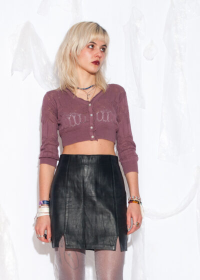 Vintage Y2K IKKS Cropped Lace Bolero in Purple