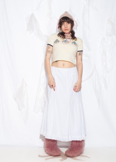 Vintage Y2K Prairie Fairy Maxi Skirt in White