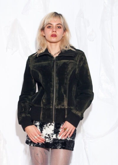 Reworked Vintage Y2K Leather Moto Jacket in Black