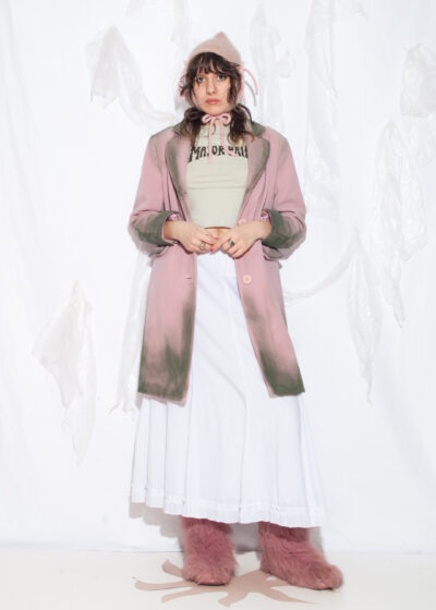 Reworked Vintage 90s Wool Coat in Green and Pink