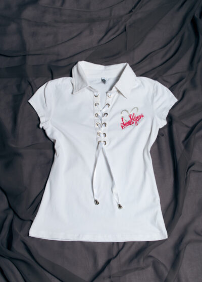 Vintage Y2K Lace Up Baby Tee in White