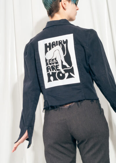 Reworked Vintage Denim Jacket 80s Feminist Graphic Shacket