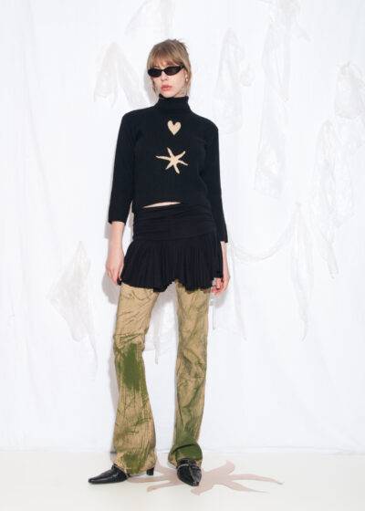 Reworked Vintage Y2K Knit Jumper in Black with Star Patch