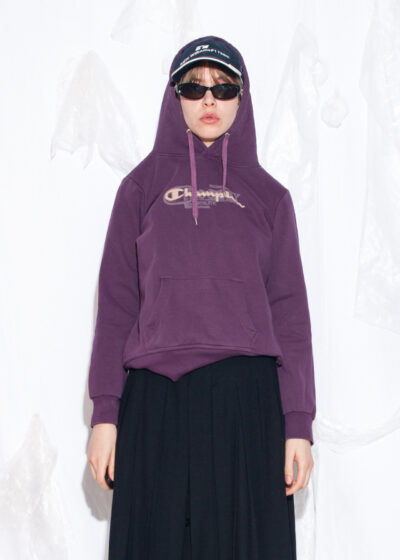 Vintage Y2K Champion Logo Hoodie in Purple