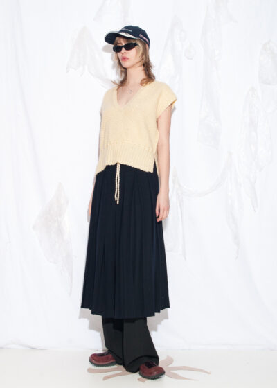 Vintage 70s Oversized Hand Knitted Vest in Yellow