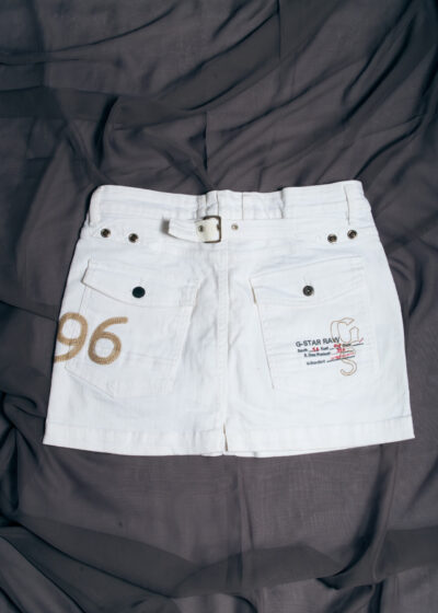Vintage Y2K G-Star Raw Denim Micro Skirt in White