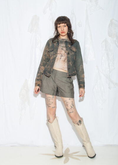 Reworked Vintage 90s Denim Jacket in Mud Brown