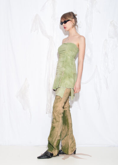 Reworked Vintage Y2K Tie Dye Mini Dress in Green