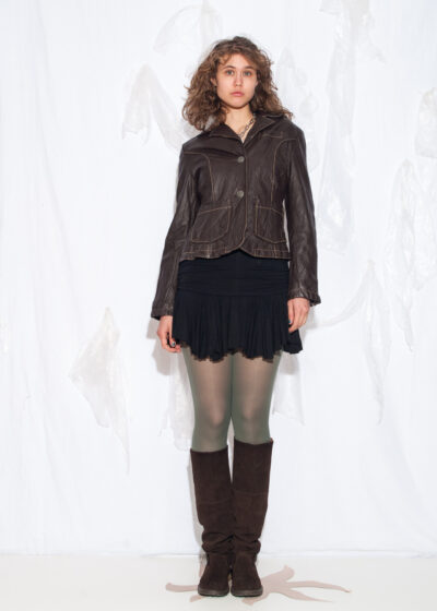 Vintage Y2K Leonardo Leather Jacket in Brown