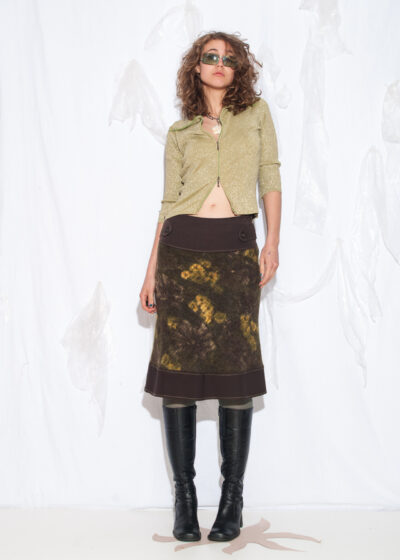 Vintage Y2K Two Way Zip Knitted Shirt in Glitter Green