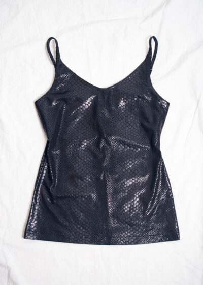 Vintage Y2K Snakeskin Pattern Top in Black