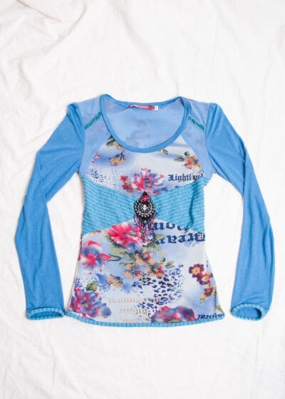 Vintage Y2K Boho Mandala Top in Blue