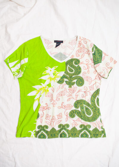 Vintage Y2K Custo Barcelona Baby Tee in Green Beige