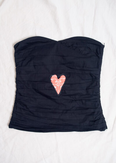 Reworked Vintage Y2K Heart Corset Top in Black