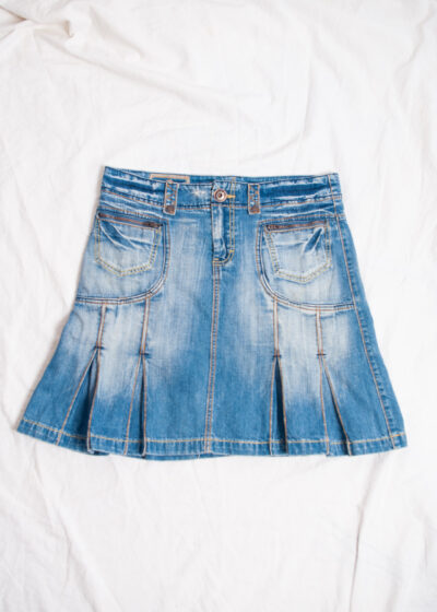 Vintage Y2K Denim Midi Skirt in Blue