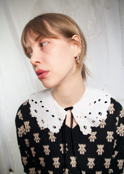 Vintage 80s Lace Collar Necklace in White