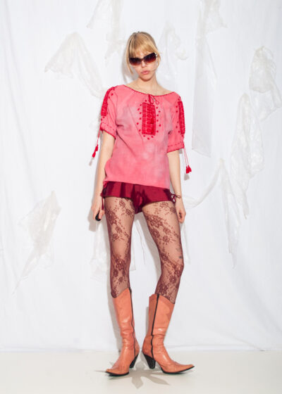 Vintage 30s Hungarian Folk Blouse in Pink